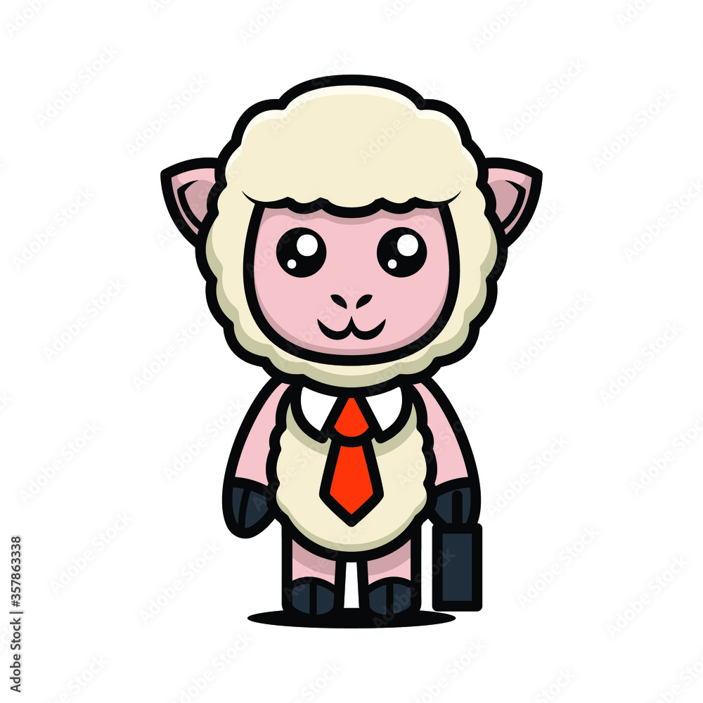 Sheep goat cute mascot design illustration vector template