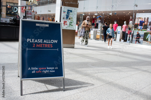 Oxford, Oxfordshire, United Kingdom,15 June 2020: Shops and stores are back open re-open in the UK as coronavirus covid restrictions are lifted 2m social distance