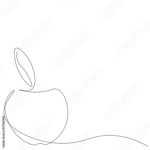 Apple fruit background line drawing. Vector illustration