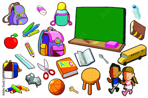 Vector set about school. back to school