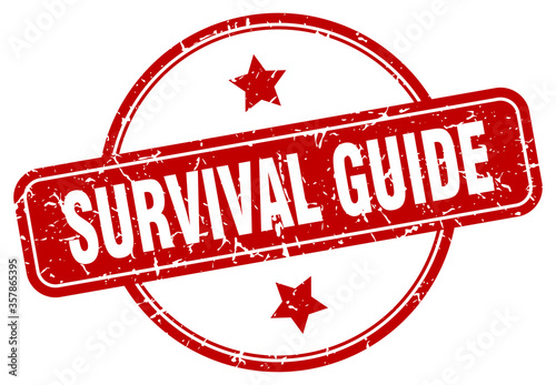 survival guide grunge stamp. survival guide round vintage stamp