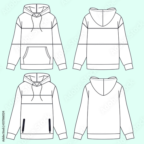 Ilustracion de siluetas de sudaderas con direferentes variantes para moda ya sea invierno o verano