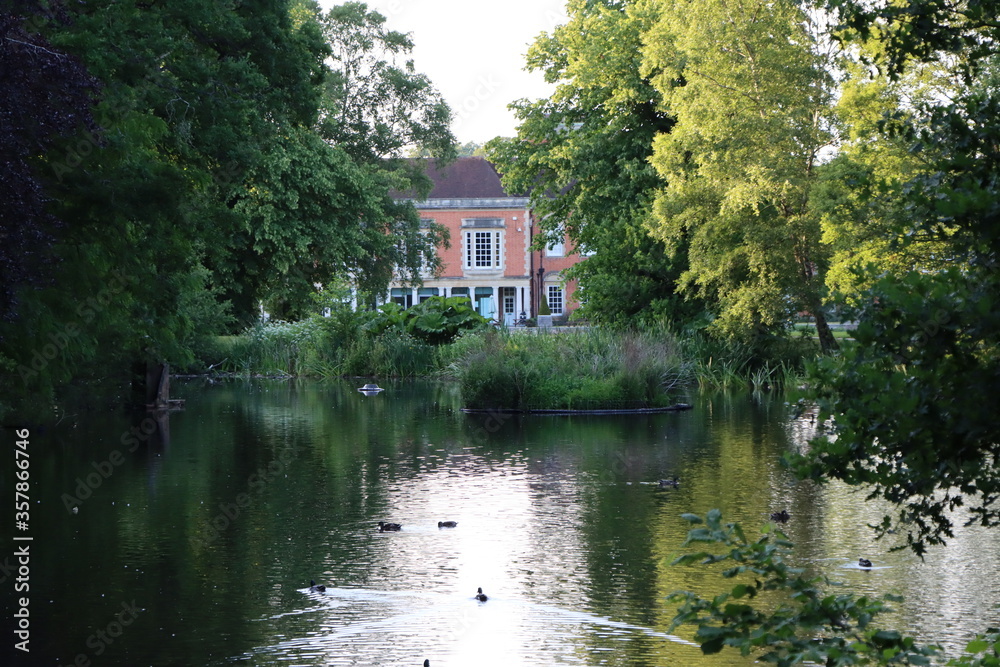 old english mansion manor house countryside lake