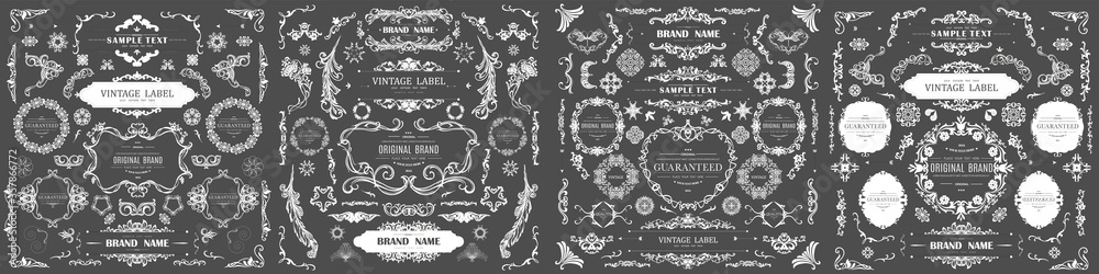 Set of Vintage Decorations Flourishes Elements. Vector