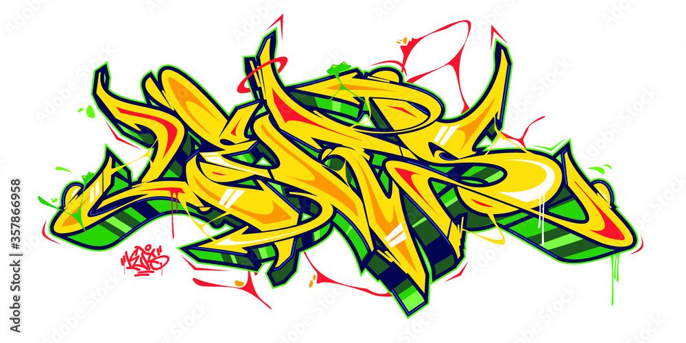 Fototapeta Abstrakcyjne słowo pozwala czcionkę w stylu Graffiti z napisem ilustracja wektorowa