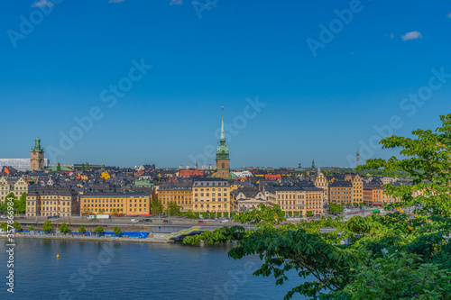 View of Stockholm from Sodermalm district. Panorama of the old town  Gamla Stan .