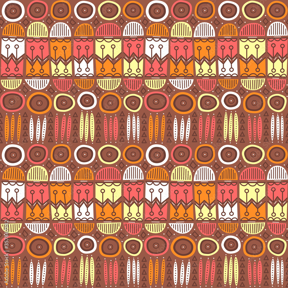 Ethnic african hand drawn seamless pattern. Ideal for background, wallpaper, textile, backdrop, wrapping paper. Pattern design.