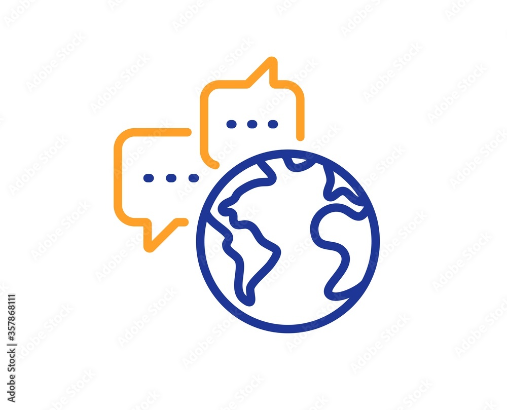 Global business line icon. World communication sign. Internet marketing symbol. Colorful thin line outline concept. Linear style world communication icon. Editable stroke. Vector Global business line icon. World communication sign. Internet marketing symbol. Colorful thin line outline concept. Linear style world communication icon. Editable stroke. Vector