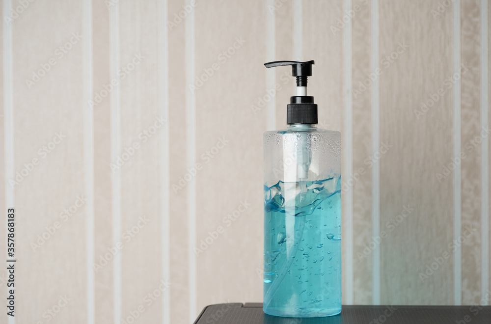 A gel bottle of hand hygiene coronavirus protection A gel bottle of hand hygiene coronavirus protection