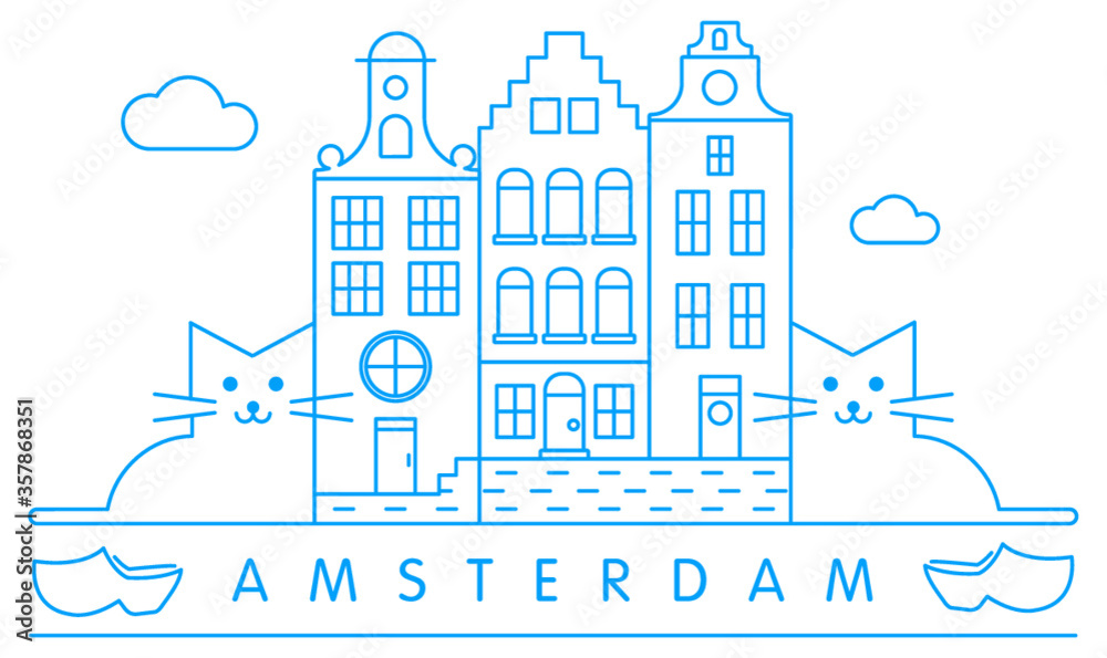 Amsterdam vector illustration and typography design, Holland or Netherlands