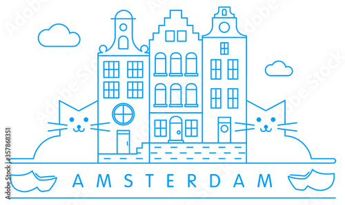 Amsterdam vector illustration and typography design, Holland or Netherlands