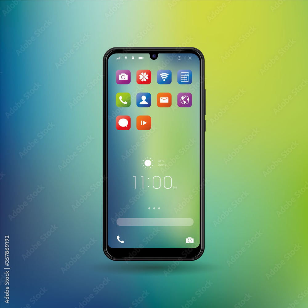 Elegant and modern smartphone with colorful icons and applications. Mobile phone isolated on background.
Application and phone series. Elegant and modern smartphone with colorful icons and applications. Mobile phone isolated on background.
Application and phone series.