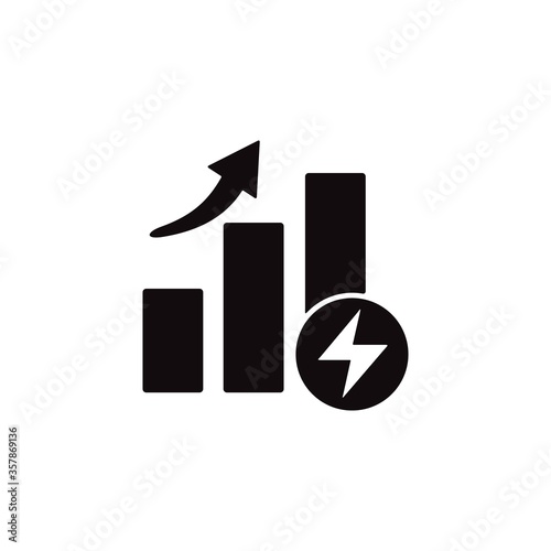 Utility bill increase icon. Energy, electricity consumption increase symbol.