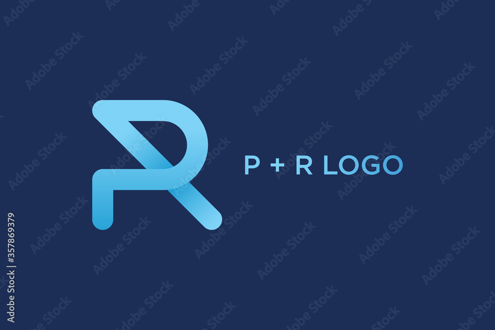 Abstract Initial Letter P and R Linked Logo. Linear Rounded Origami Style isolated on Blue Background. Usable for Business and Branding Logos. Flat Vector Logo Design Template Element Abstract Initial Letter P and R Linked Logo. Linear Rounded Origami Style isolated on Blue Background. Usable for Business and Branding Logos. Flat Vector Logo Design Template Element