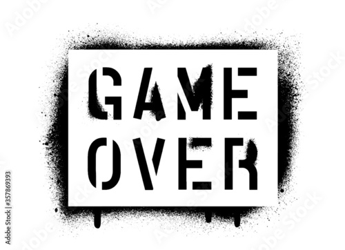 Isolated GAME OVER quote. Spray graffiti stencil.