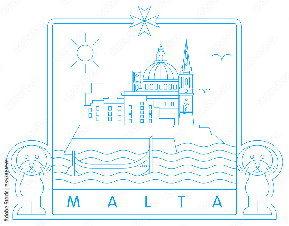 Malta symbols vector illustration and typography design  - obrazy, fototapety, plakaty 