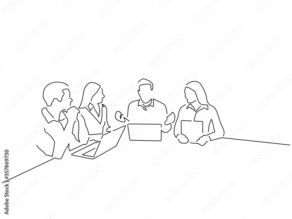 Teamwork line drawing, vector illustration design. Teamwork line drawing, vector illustration design.