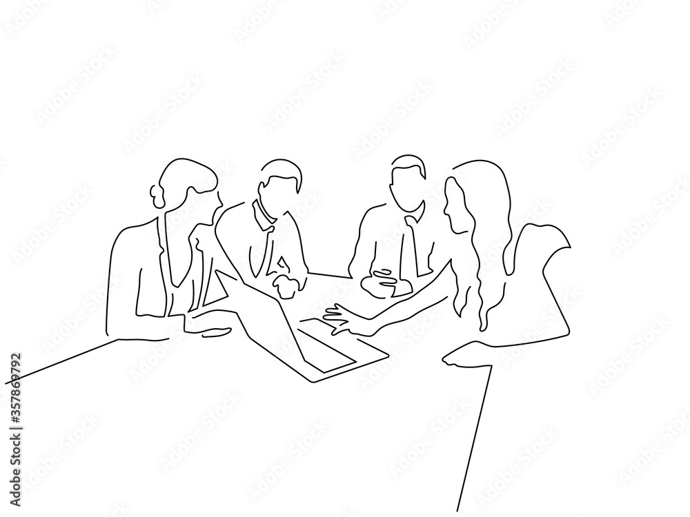 Teamwork line drawing, vector illustration design. Teamwork line drawing, vector illustration design.