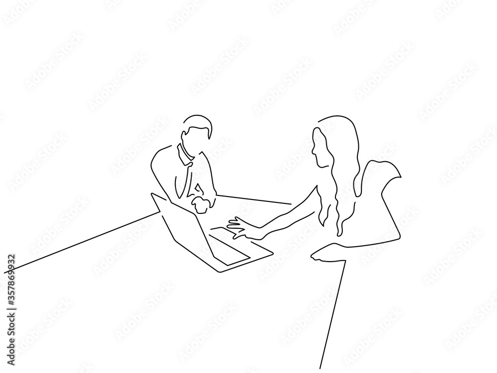 Teamwork line drawing, vector illustration design. Teamwork line drawing, vector illustration design.