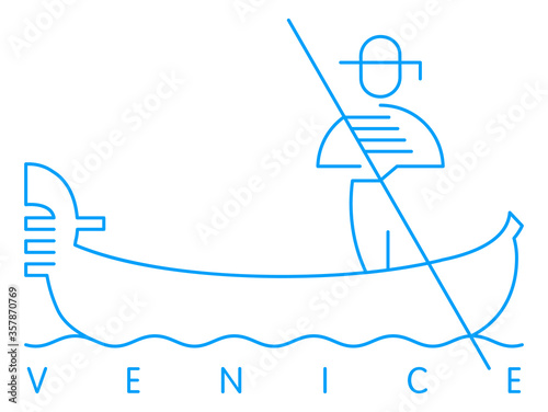 Gondolier vector illustration and typography design, Venice, italy