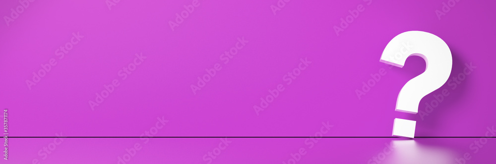 question mark in front of a red color wall background. Business support concept - 3D Rendering. question mark in front of a red color wall background. Business support concept - 3D Rendering.
