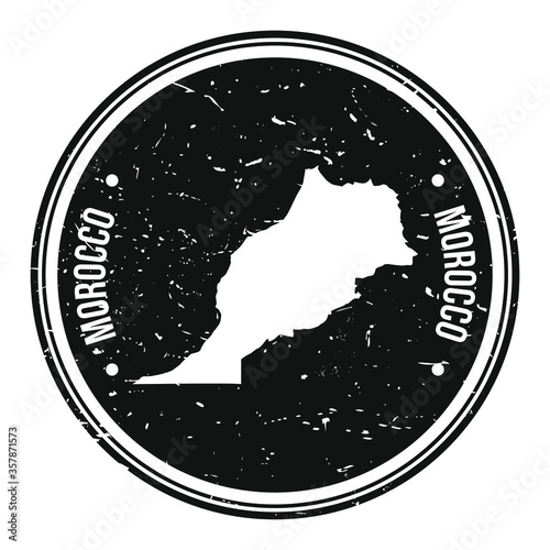 Morocco Map Symbol. Round Design Stamp. Seal Travel and Business Icon.