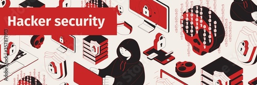 Hacker Security Isometric Composition