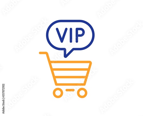 Vip shopping cart line icon. Very important person sign. Member club privilege symbol. Colorful thin line outline concept. Linear style vip shopping icon. Editable stroke. Vector