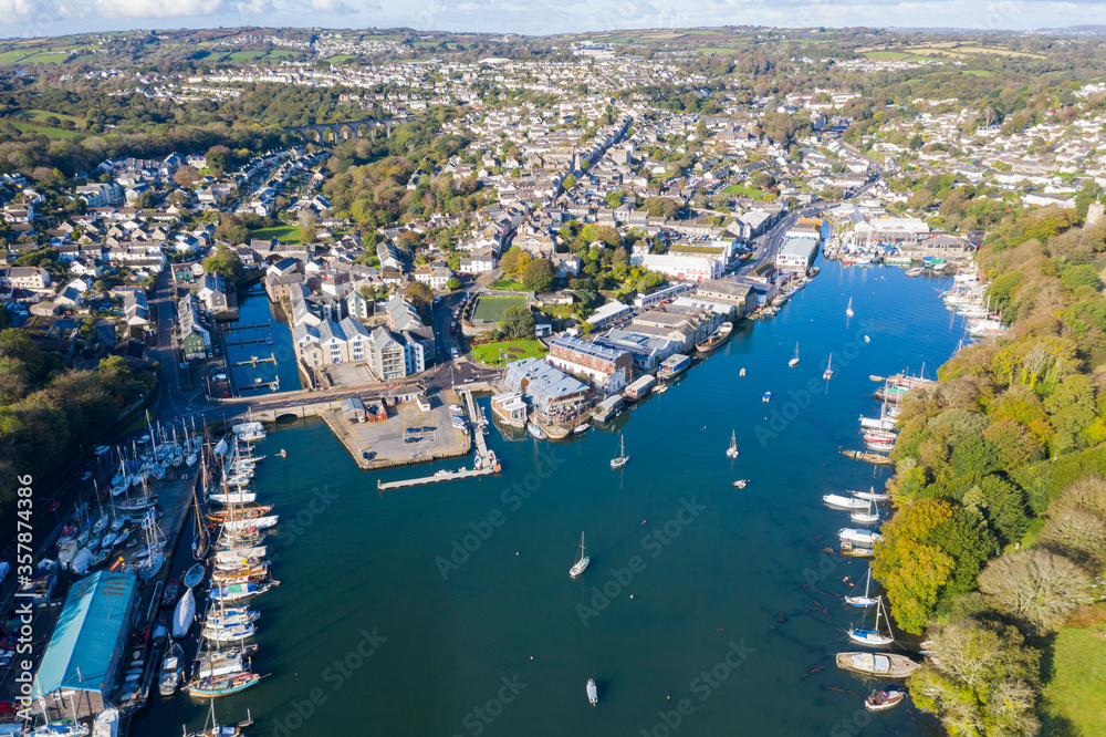 Penryn Harbour from the air, Cornwall, England