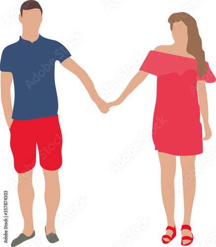 man and woman in love together holding hands