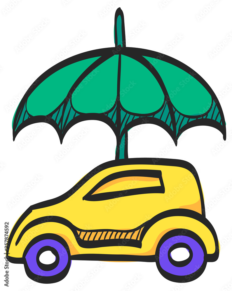 Color Sketch Icon Car and umbrella