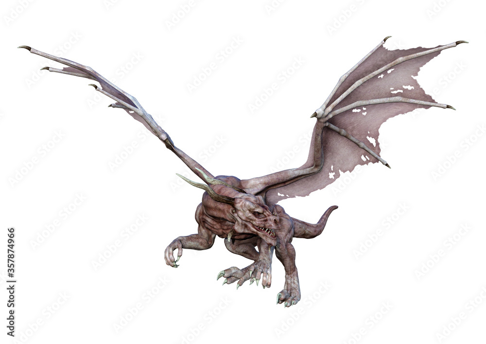 Fototapeta premium 3D Rendering Fairy Tale Dragon on White