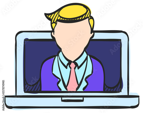 Color Sketch Icon Computer chat