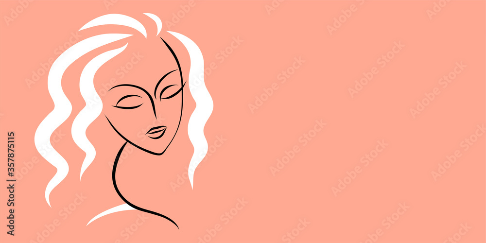 Face silhouette of a beautiful girl. Drawing in black and white lines. Female beauty. Vector illustration with place for text. Face silhouette of a beautiful girl. Drawing in black and white lines. Female beauty. Vector illustration with place for text.