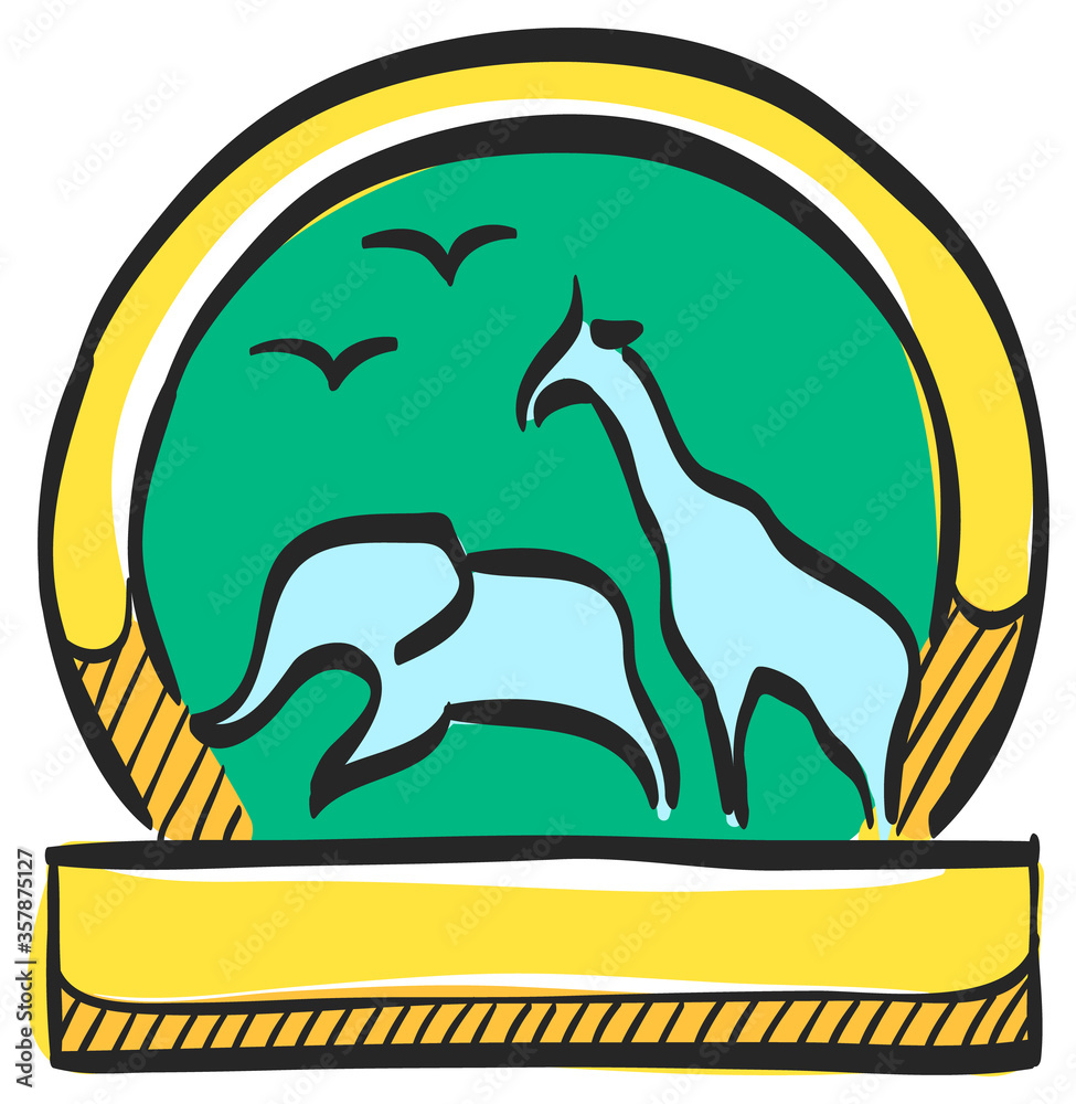 Naklejka premium Color Sketch Icon Zoo gate