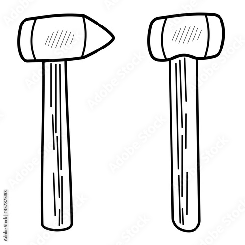 Black hammer outline icon  linear style icon  isolated on white. Symbol  logo illustration. Carpenter hammer. Repair tool. Vector