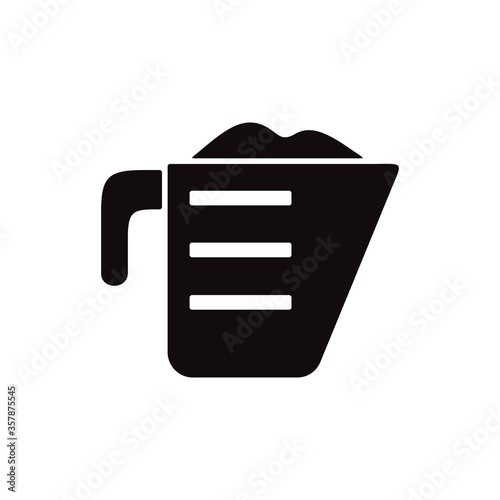 Sport nutrition scoop icon on white background. Protein powder cup symbol.