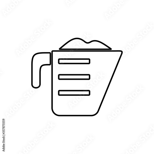 Sport nutrition scoop icon on white background. Protein powder cup symbol.