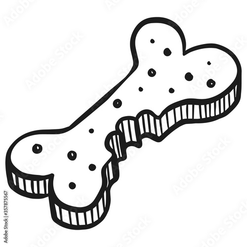 Dog food icon in sketch style. bone shaped canine biscuit