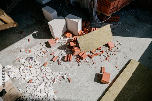 Construction debris on a construction site