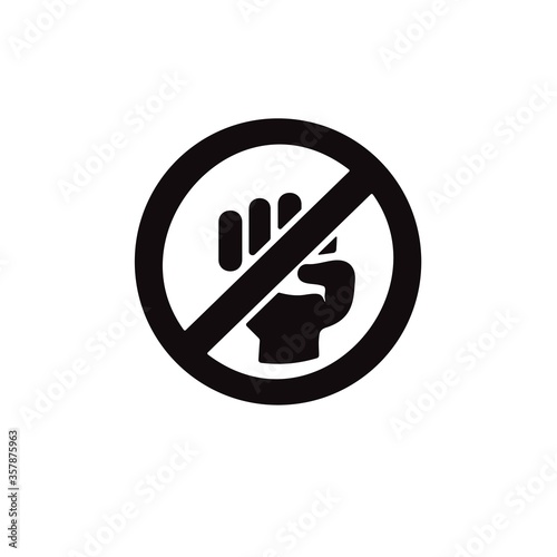 Stop violence icon. No bullying sign. Prohibition of domestic violence. Stop crimes.