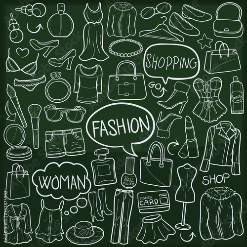 Fashion Shopping Doodle Icon Chalkboard Sketch