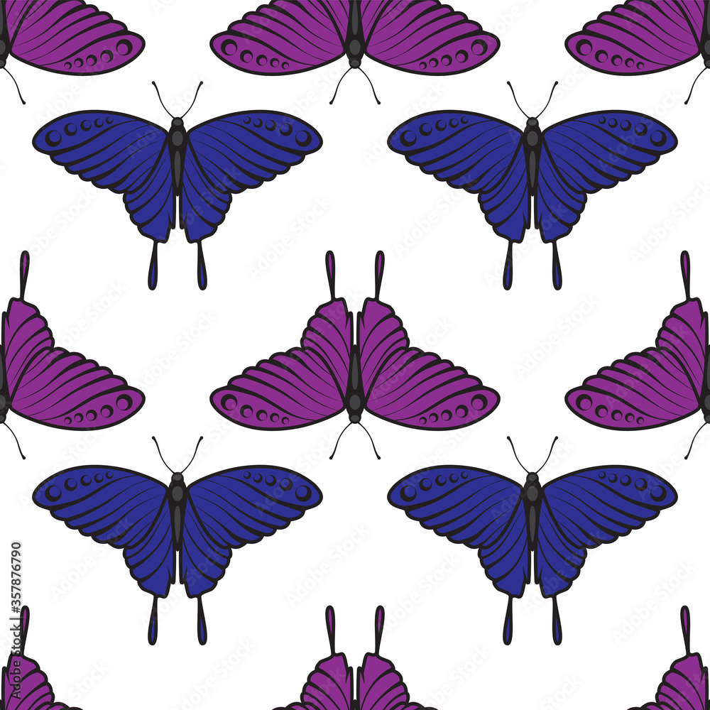 Obraz premium seamless butterfly pattern on white background. Vector image