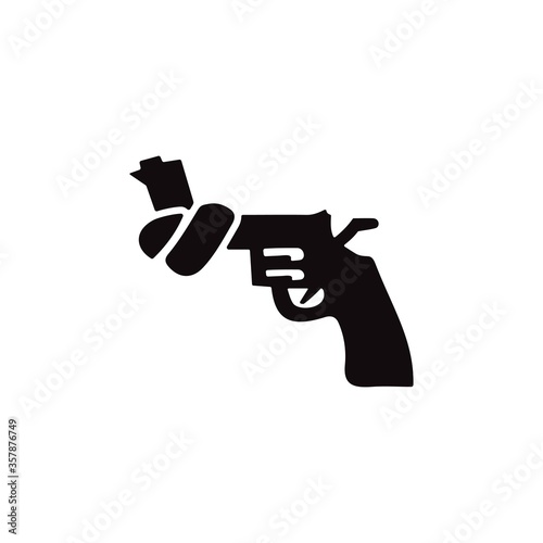 Stop gun violence icon illustration. No gun, ban weapons symbol. Gun prohibition sign.