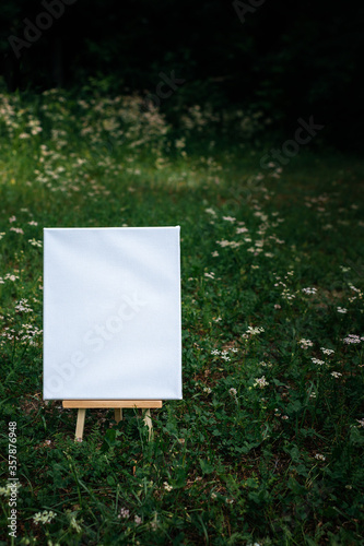 White empty mockup template poster canvas