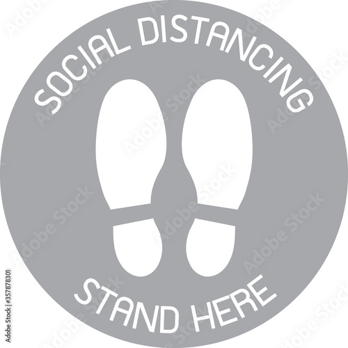 Vector of  Gray CAUTION Practice Social Distancing sign and symbols for People stand