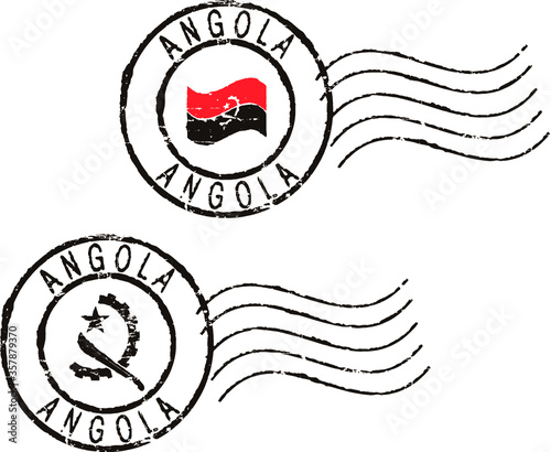 Two postal grunge stamps 'ANGOLA'.