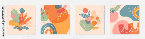 Bundle of modern vector collages with hand drawn organic shapes,textures and graphic elements.Trendy contemporary design perfect for prints,social media,banners,invitations,branding design,covers