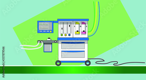 vector illustration of a anesthetic machine stand by in the room.