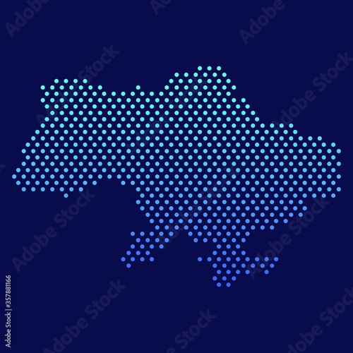 Ukraine Dotted Map Vector Round Design Gradient Art